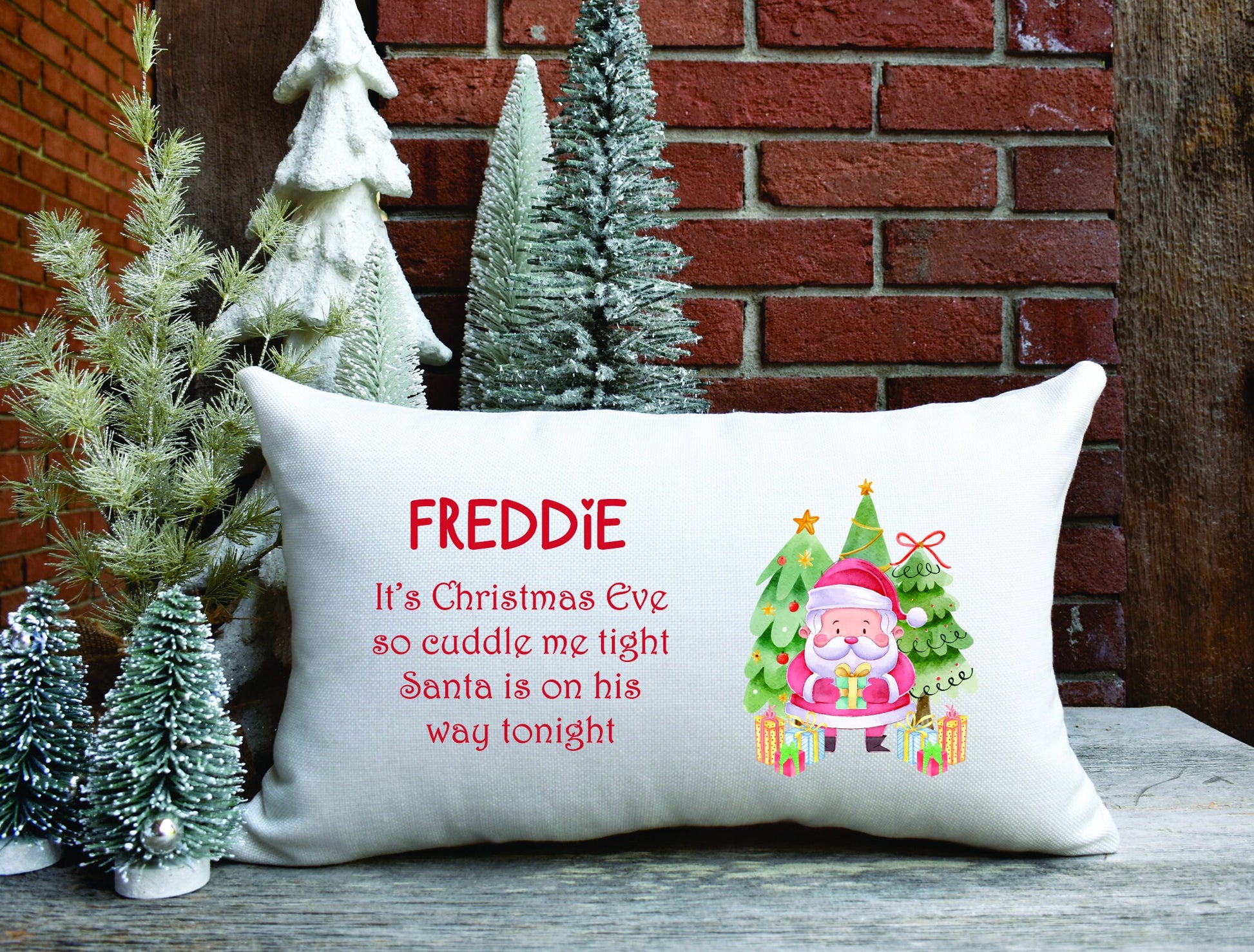 Christmas Pillow Case, Personalised Pillow, Christmas Eve Box Filler, Christmas Eve Pillowcase, Christmas Eve Box, White Pillow Cover