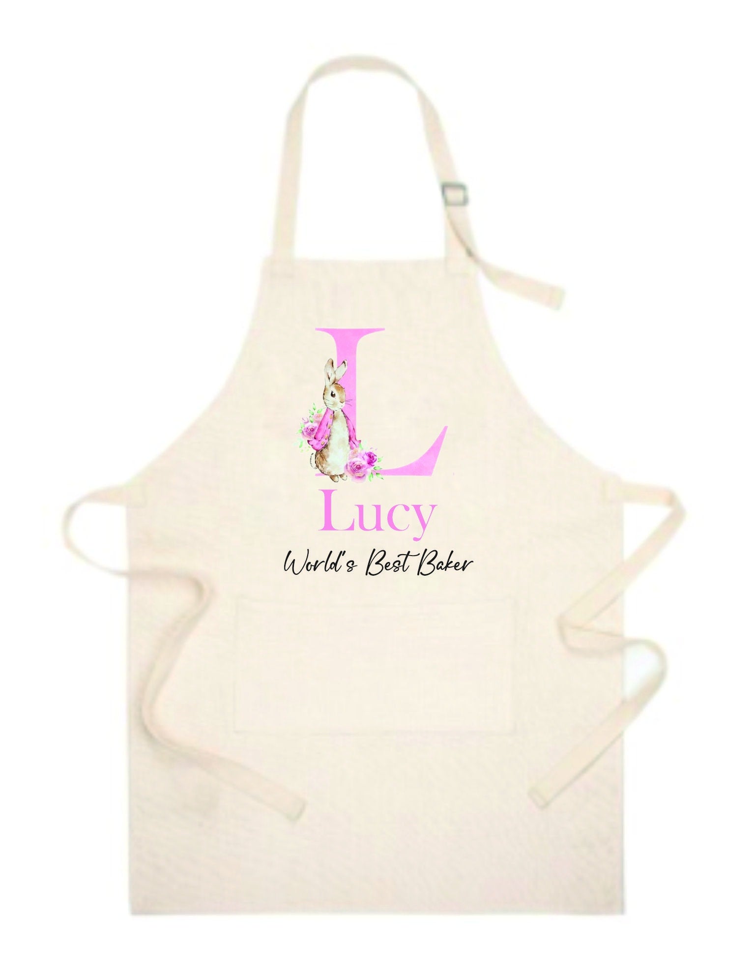 Personalised Peter Rabbit Initial Apron - Personalised Girl's Apron - Baking Gifts - Kids Apron - Baking Set - Kid's Apron