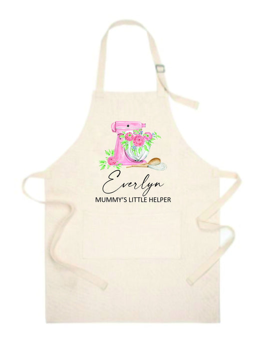 Personalised Kids Apron - Personalised Girl's Floral Apron - Baking Gifts - Kids Apron - Baking Set - Kid's Apron