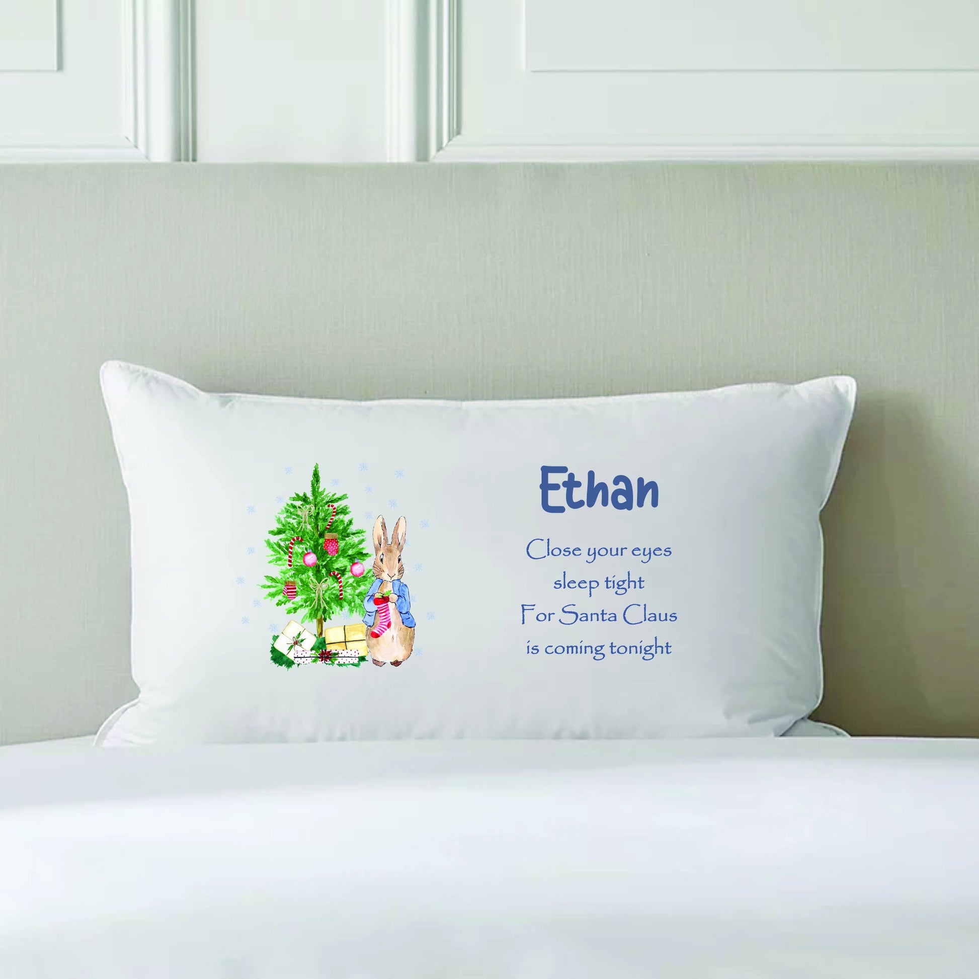 Christmas Pillow Case, Personalised Pillow, Christmas Eve Box Filler, Christmas Eve Pillowcase, Christmas Eve Box, White Pillow Cover