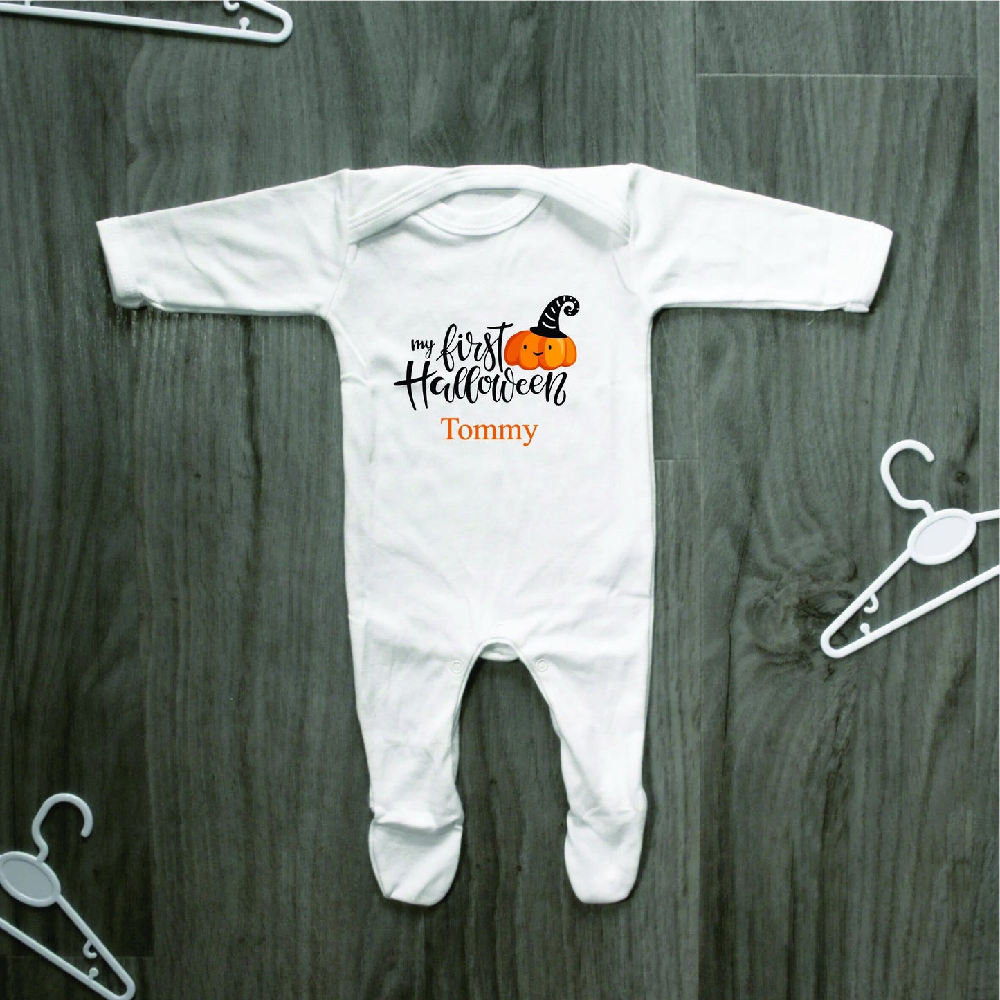 Personalised First Halloween Baby Romper Baby Halloween Costume Gift Personalised First Halloween Sleepsuit