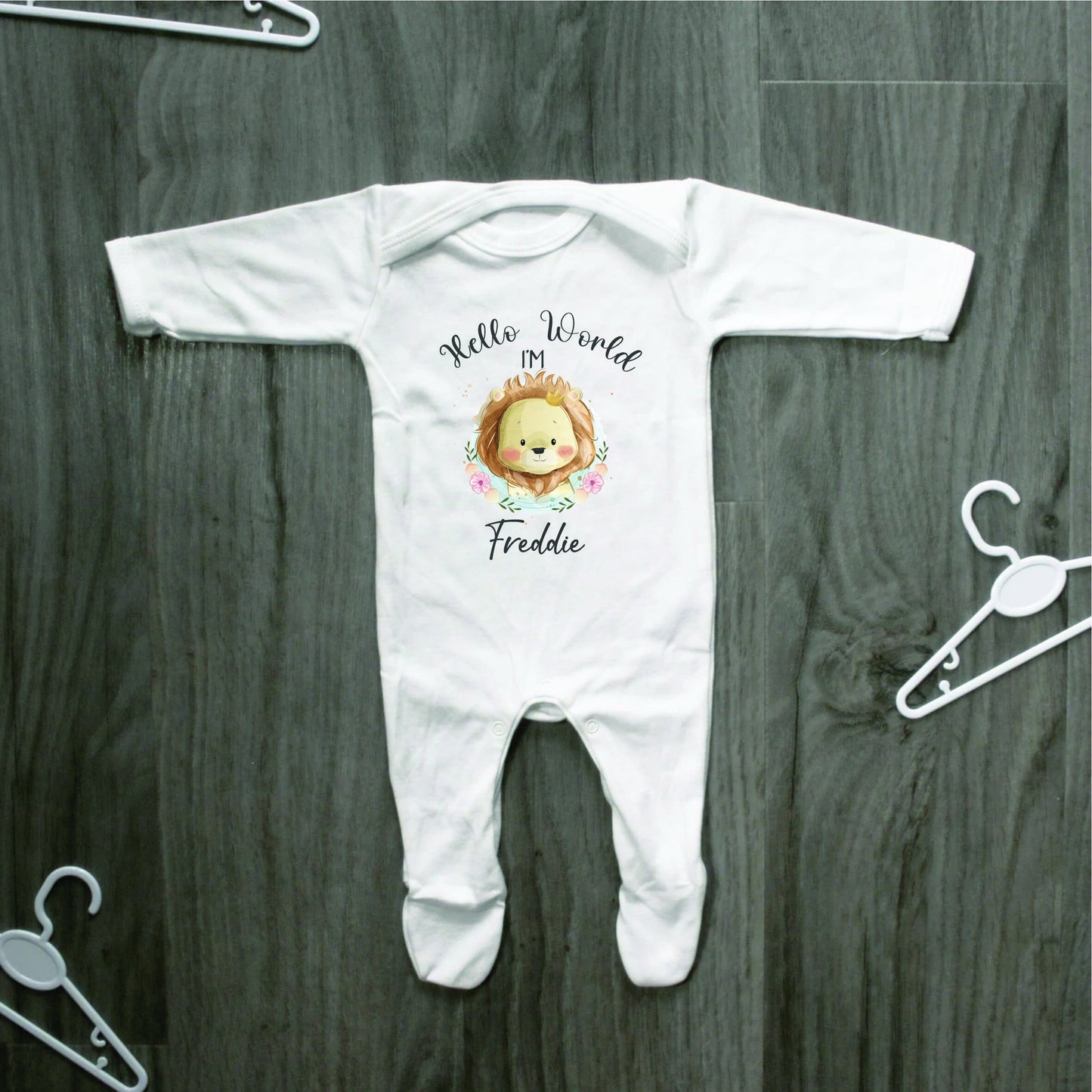 Hello World my name is Baby Vest, Baby Rompersuit- New baby arrival Vest/Romper - Cute Lion