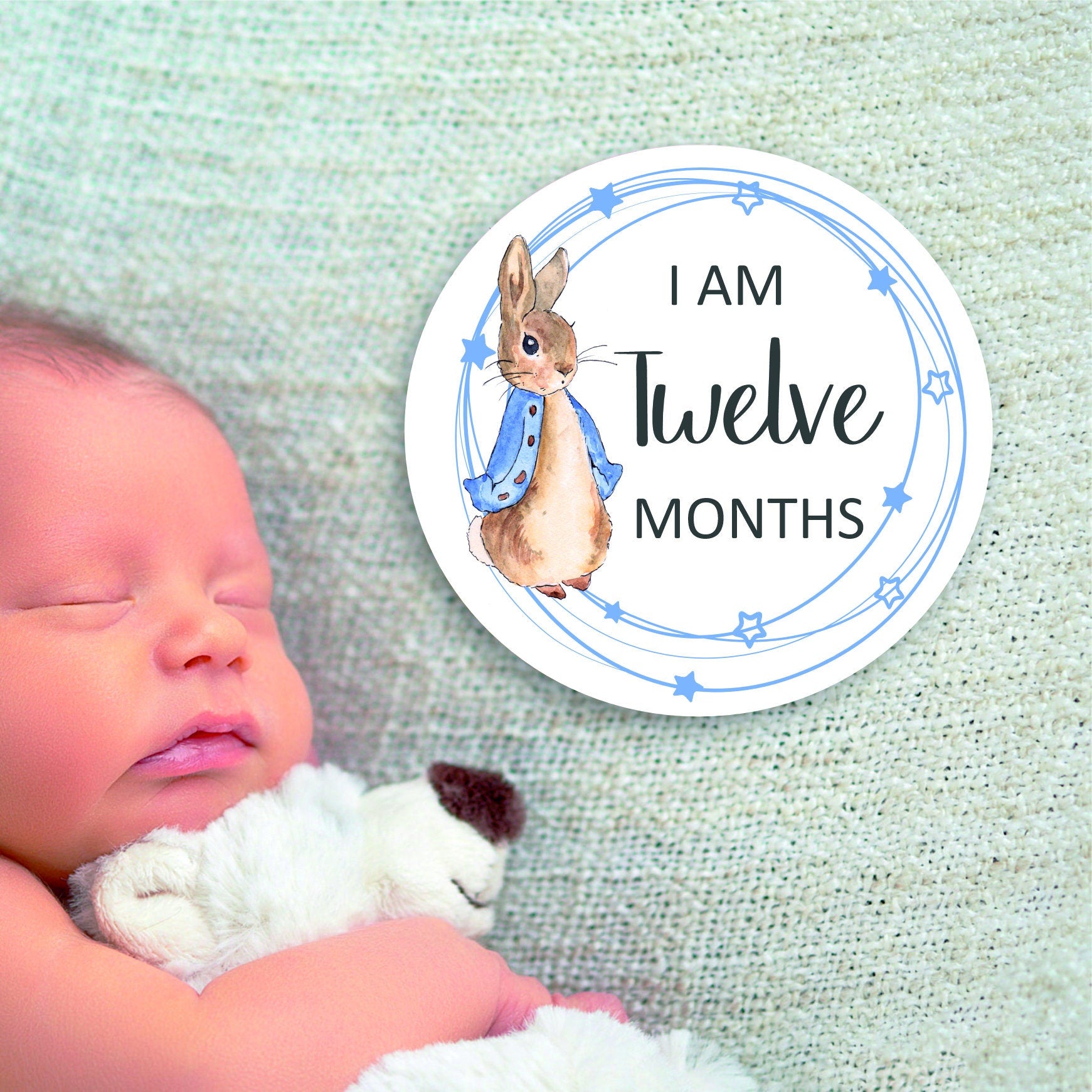 Baby Milestones Coasters, 1 Month to 12 Months, Photo Prop, Baby Shower Gift, New Baby, Peter Rabbit, New Mum Gift, Welcome to the World