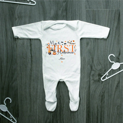 Personalised First Halloween Baby Romper Baby Halloween Costume Gift Personalised First Halloween Sleepsuit