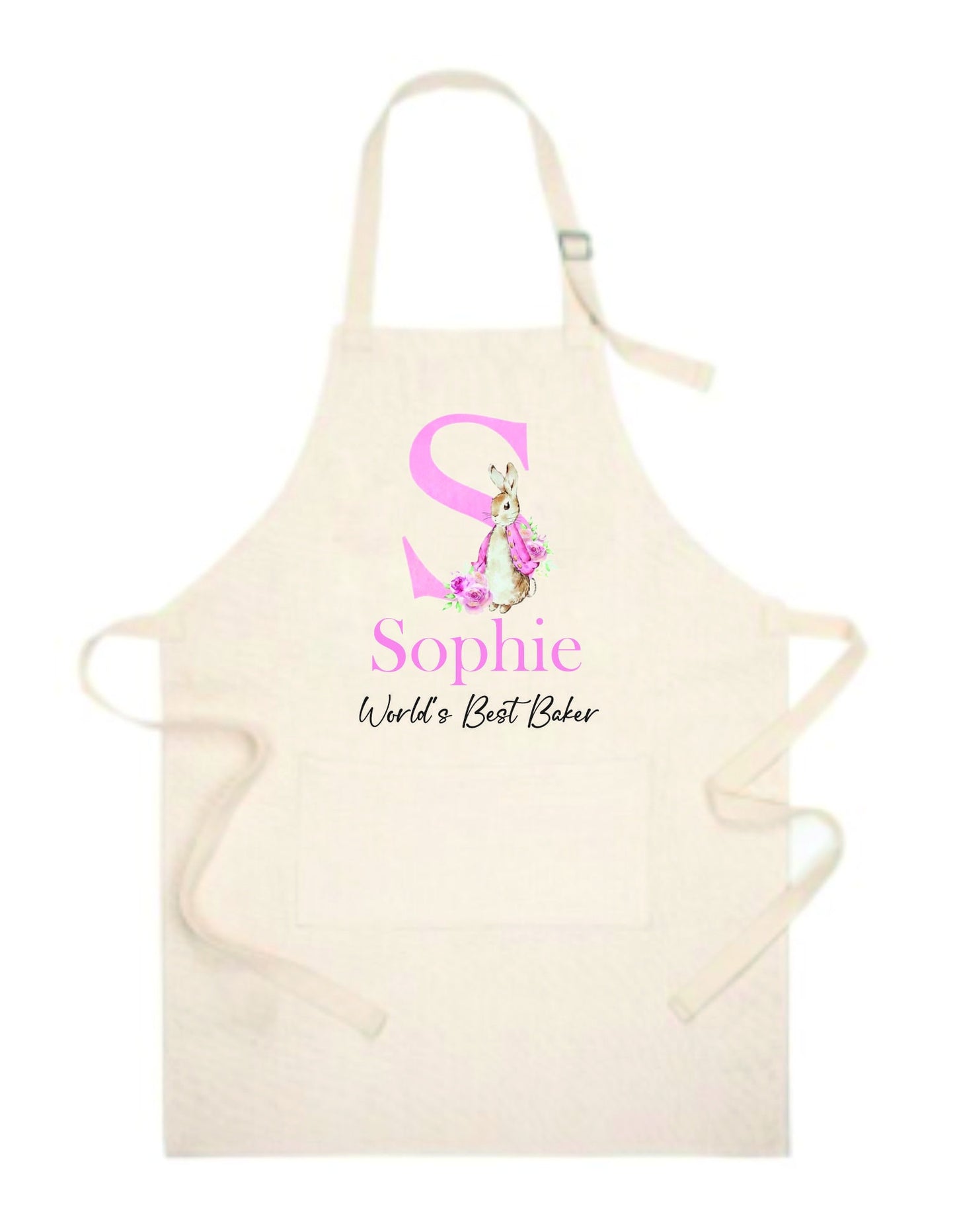 Personalised Peter Rabbit Initial Apron - Personalised Girl's Apron - Baking Gifts - Kids Apron - Baking Set - Kid's Apron