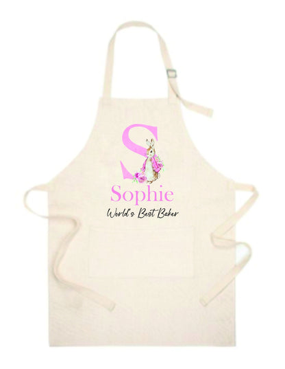 Personalised Peter Rabbit Initial Apron - Personalised Girl's Apron - Baking Gifts - Kids Apron - Baking Set - Kid's Apron