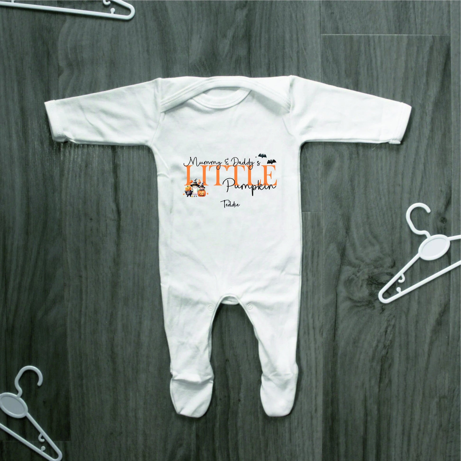 Personalised Mummy & Daddy's Little Pumpkin Baby Romper Baby Halloween Costume Gift Personalised First Halloween Sleepsuit