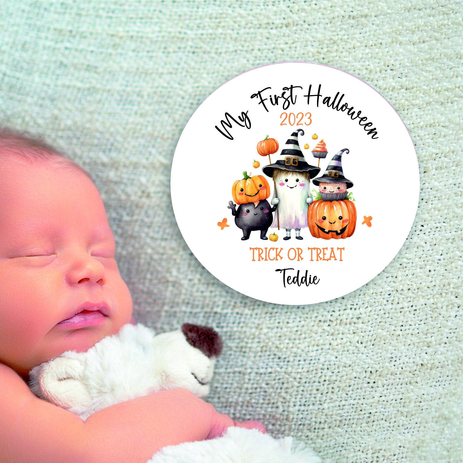 Personalised My First Halloween disc | Baby First Halloween milestone Coaster