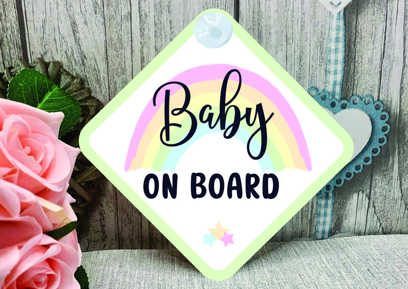 Rainbow on Board Car Sign - Baby on Board - Child on Board