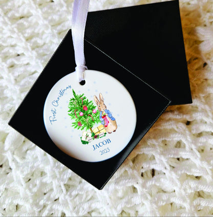 Personalised Christmas Bauble Peter Rabbit Baby's 1st Christmas Baubles - Baby First Christmas My 1st Christmas Ornament