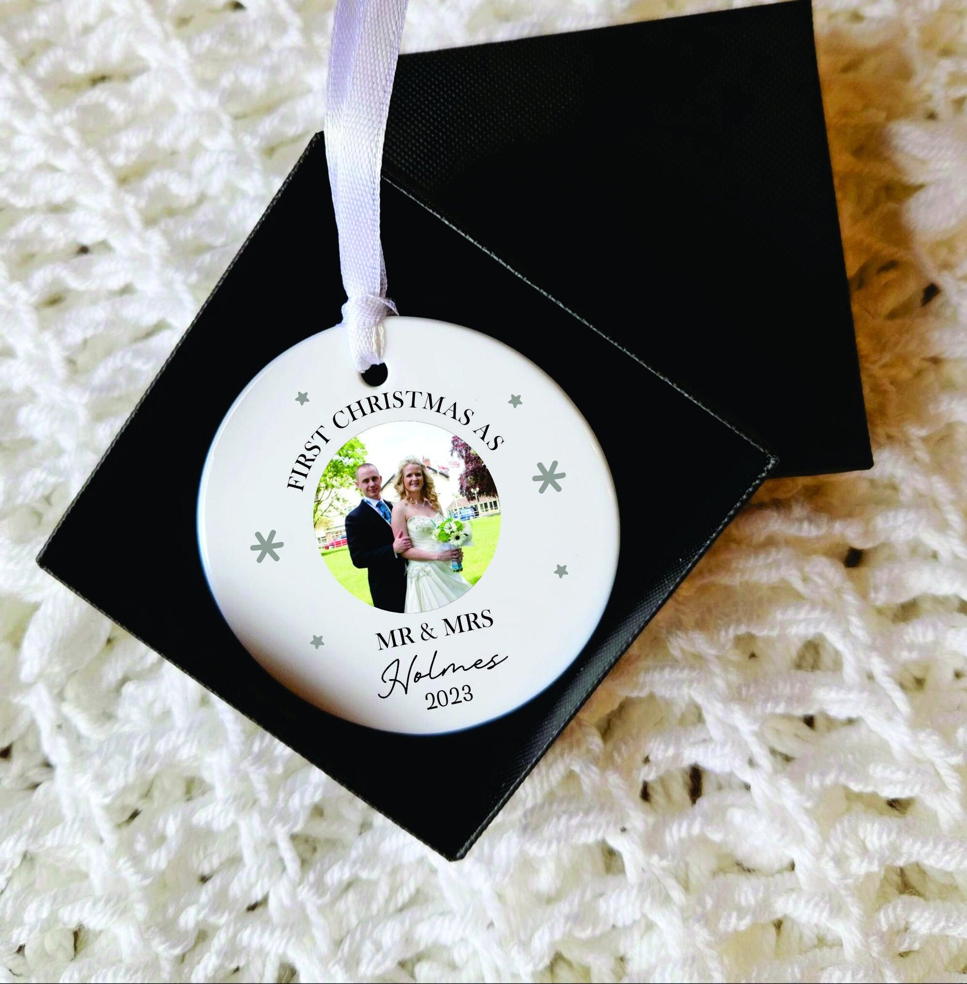 Personalised First Christmas as Mr & Mrs Ornament - First Christmas Married Bauble - First Christmas as Mr and Mrs - Photo Bauble - Wedding