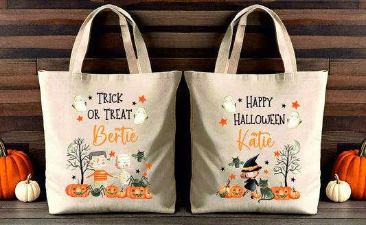 Personalised Halloween Gift Bag - Halloween Accessories - Halloween Trick or Treat Bag