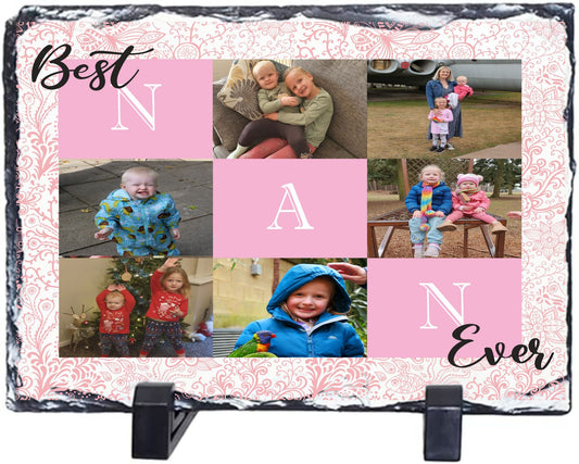 Personalised Best Mum Ever Photo Slate, Best Nan Ever Photo Slate, Mother's Day, Photo Slate Gift for Mum or Nan - Christmas - Birthday