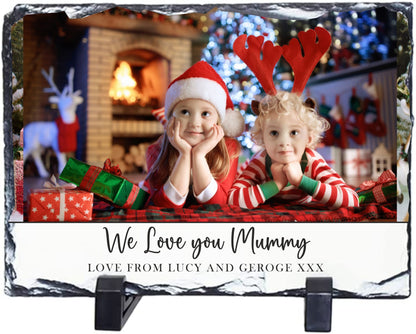 Personalised Christmas Grandchildren Photo Slate, Great Grandchildren Photo Slate, Mum, Nan, Great Nan Photo Slate Gift - Christmas