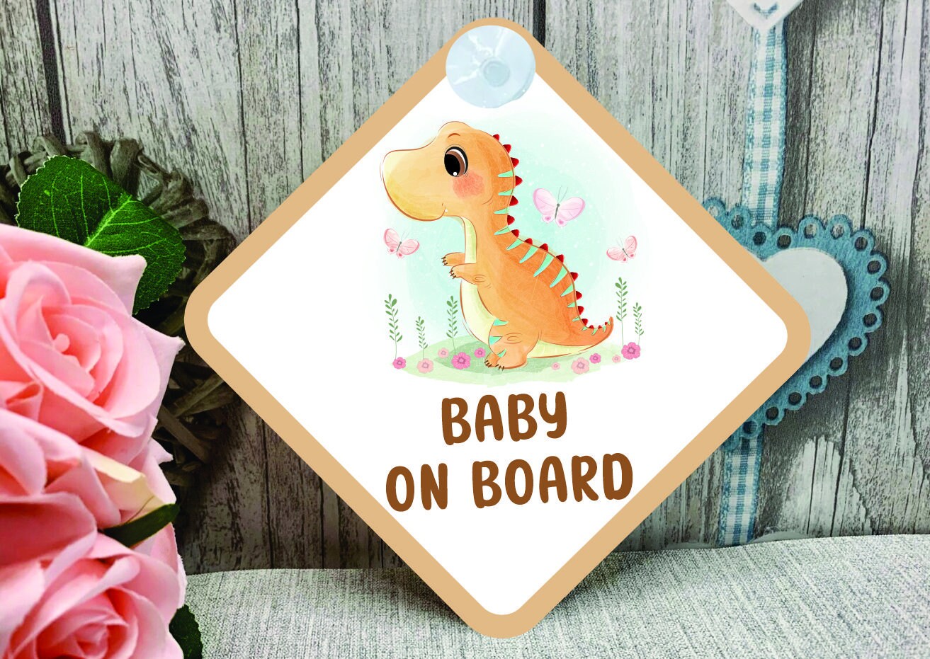 Dinosaur Baby on Board Car Sign - Baby on Board | Child on Board - Little Dinosaur on Board