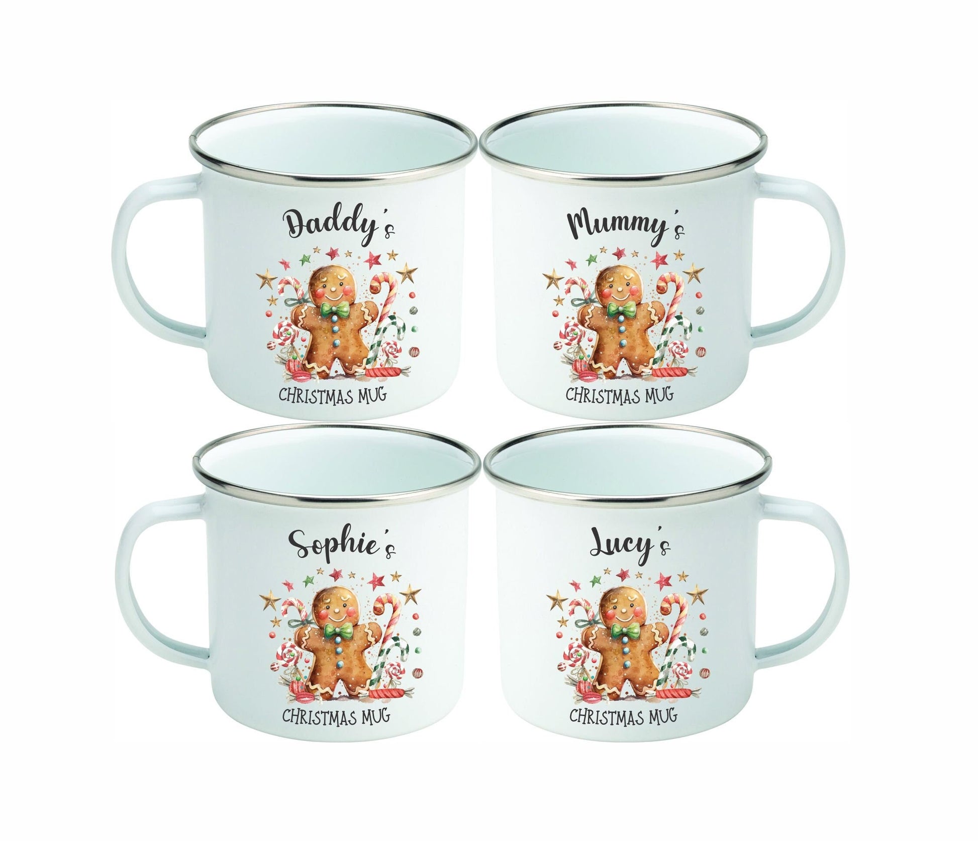 Personalised Family Christmas mugs, hot chocolate mugs, Christmas Eve, Christmas Eve box filler, Gingerbread - Family Matching Mugs