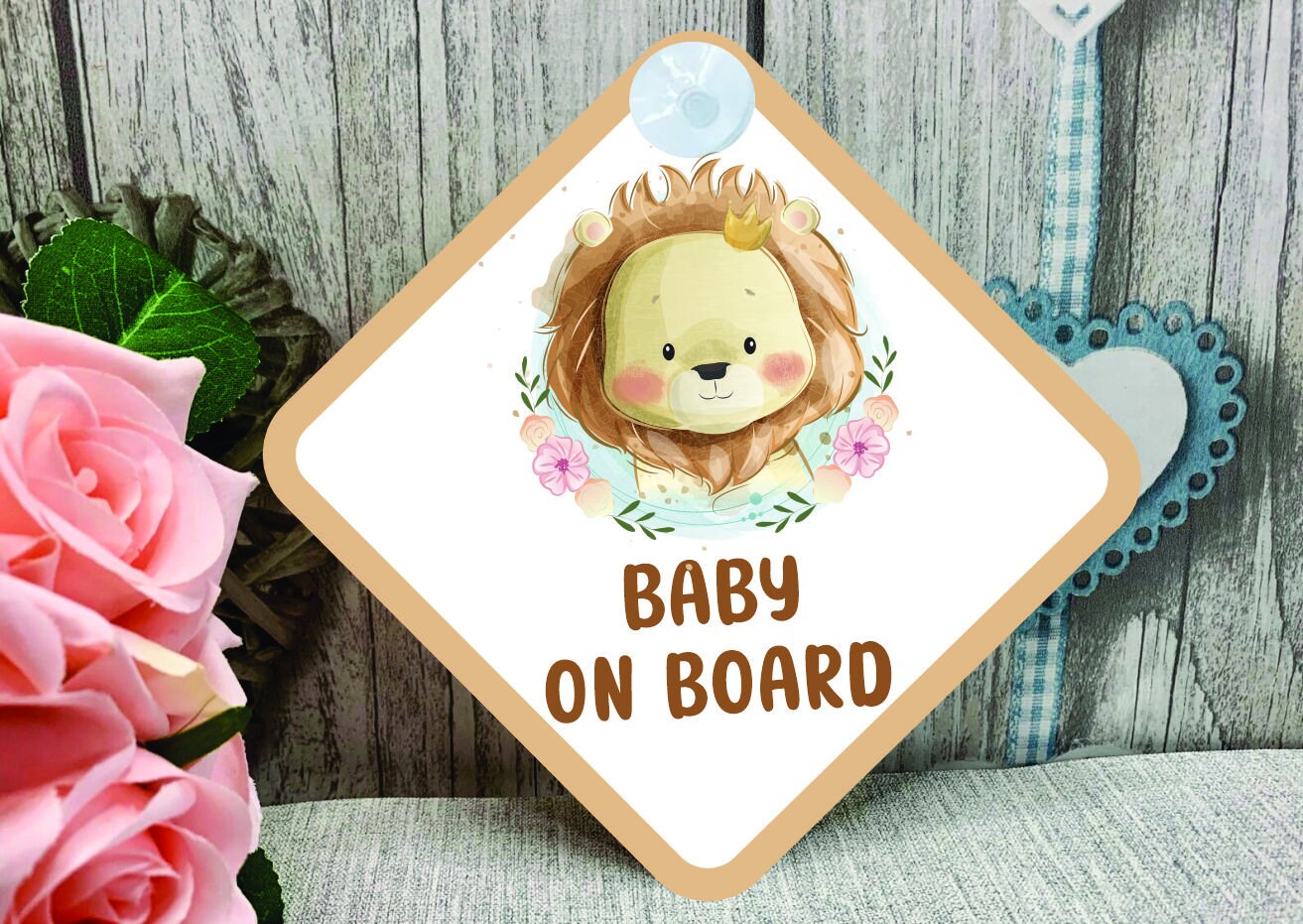 Lion Baby on Board Car Sign - Baby on Board | Child on Board - Little King on Board