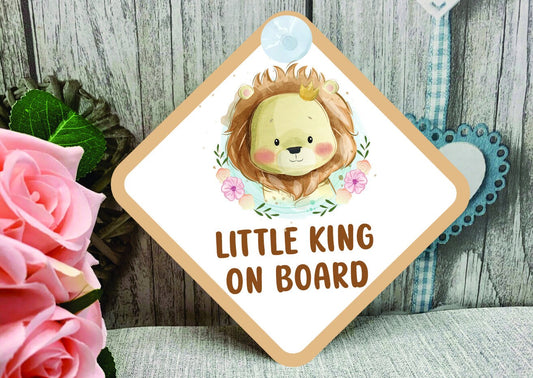 Lion Baby on Board Car Sign - Baby on Board | Child on Board - Little King on Board