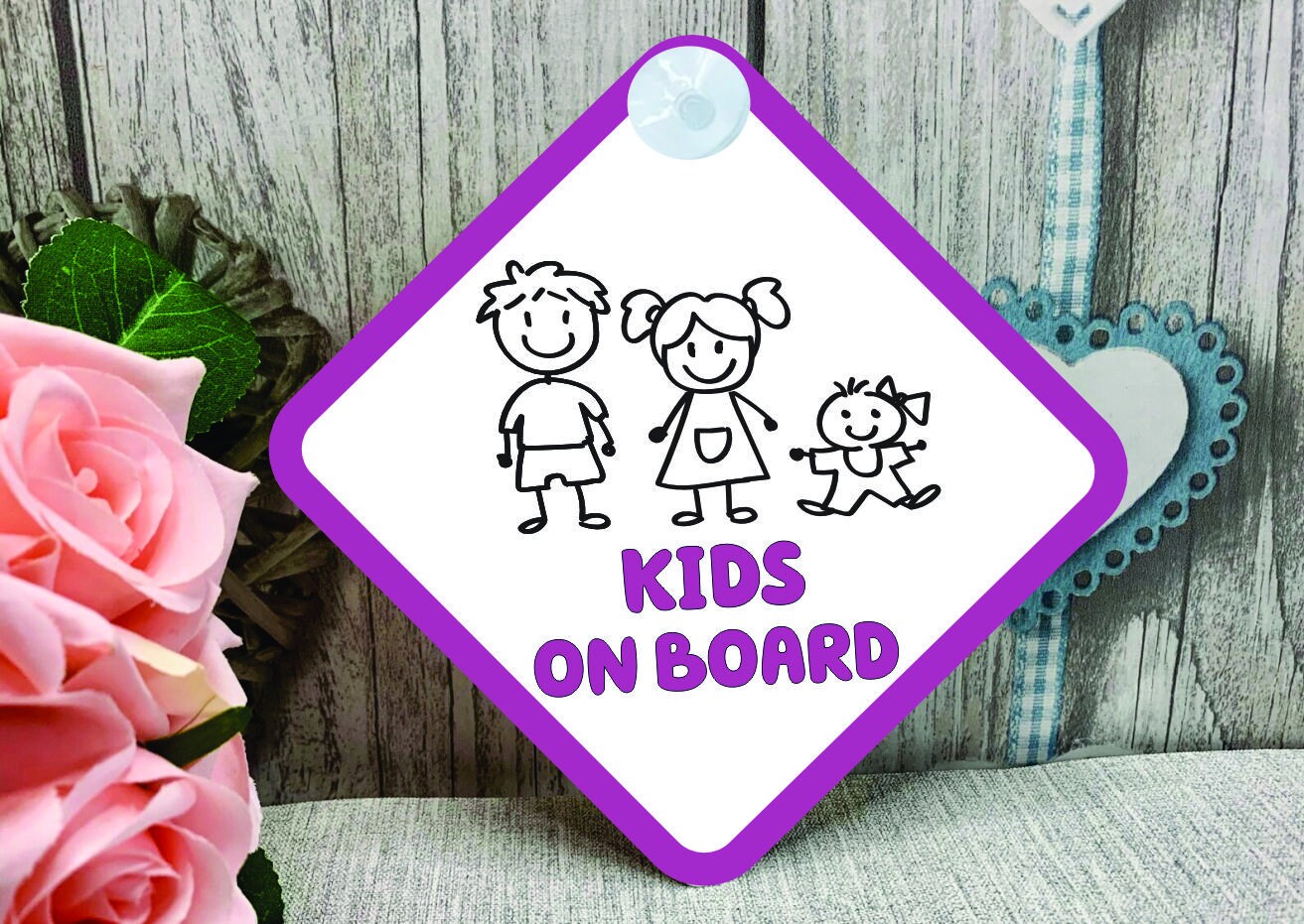 Personalised Stick Family Car Sign - Baby on Board | Child on Board