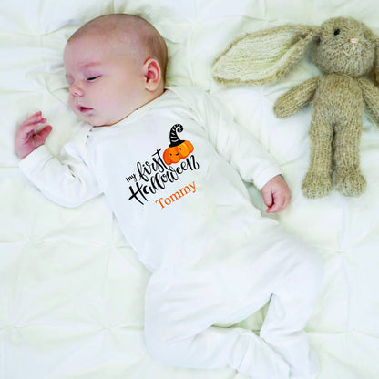 Personalised First Halloween Baby Romper Baby Halloween Costume Gift Personalised First Halloween Sleepsuit