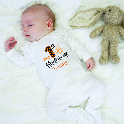 Personalised First Halloween Baby Romper Baby Halloween Costume Gift Personalised First Halloween Sleepsuit