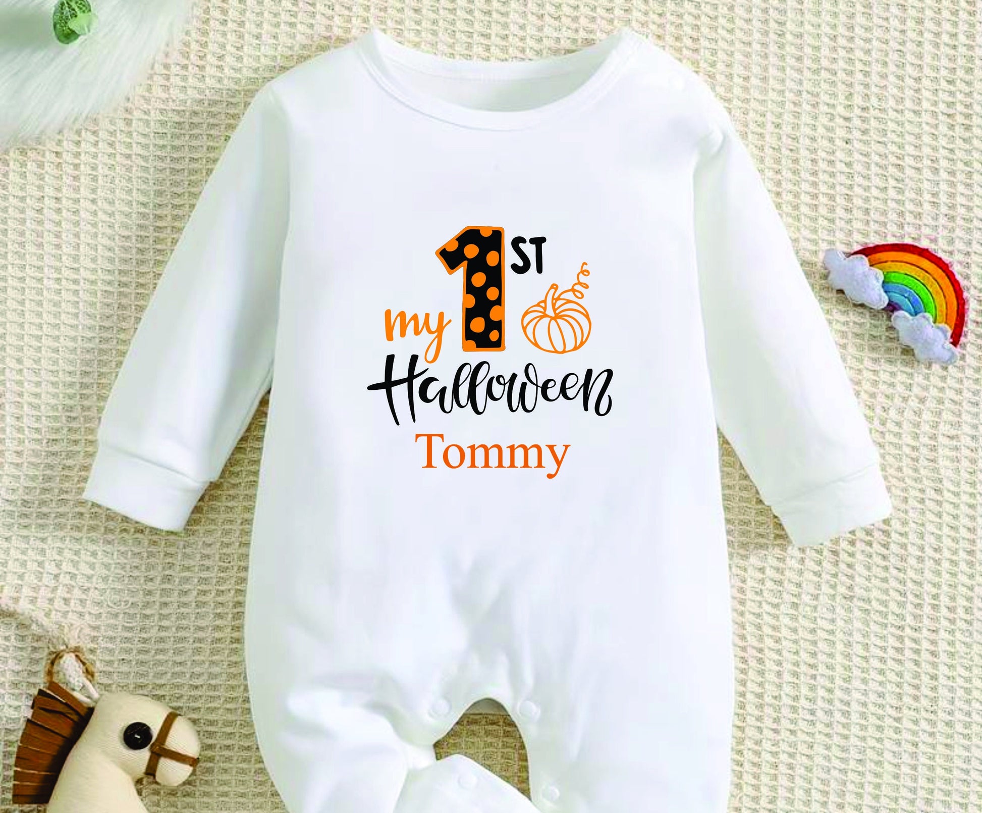 Personalised First Halloween Baby Romper Baby Halloween Costume Gift Personalised First Halloween Sleepsuit