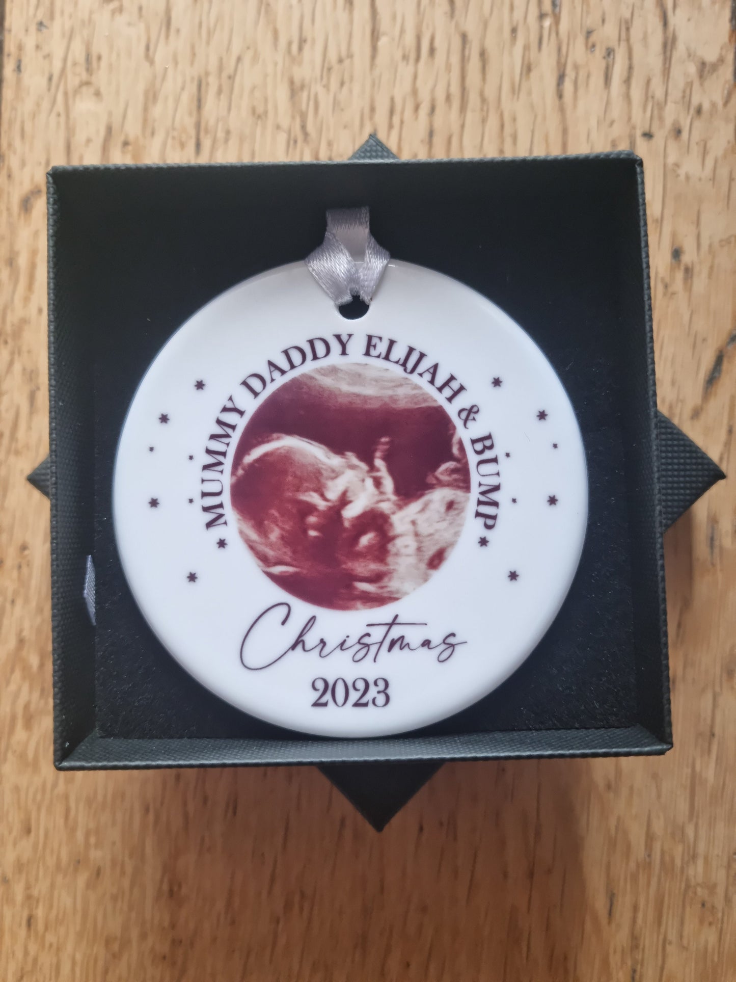 Personalised Bump First Christmas Bauble, Scan Photo Gift, Baby Announcement, Coming Soon, First Christmas, - Christmas Ornament