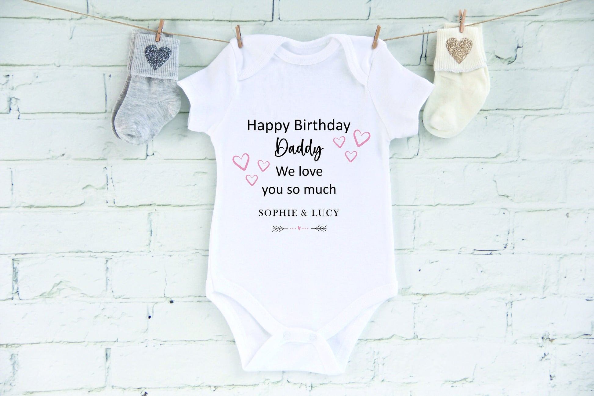 Happy Birthday DADDY Baby Girl / Boy Outfit (First Birthday 1st Birthday Daddy Dad Birthday l New Dad Gift | Love My Dad)