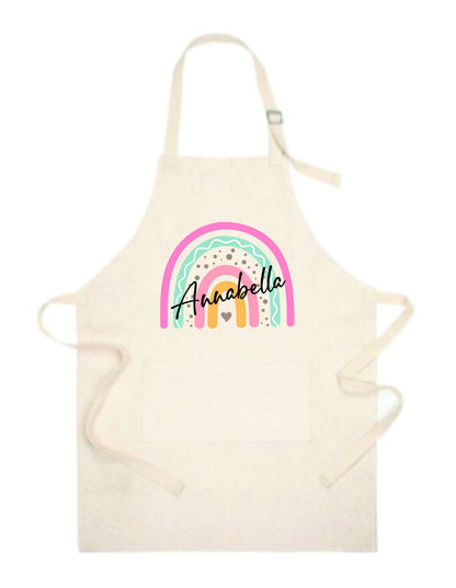 Personalised Kids Apron - Personalised Girl's Rainbow Apron - Baking Gifts - Kids Apron - Baking Set - Kid's Apron