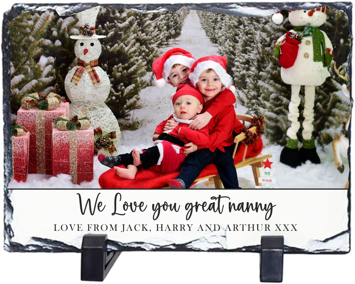 Personalised Christmas Grandchildren Photo Slate, Great Grandchildren Photo Slate, Mum, Nan, Great Nan Photo Slate Gift - Christmas