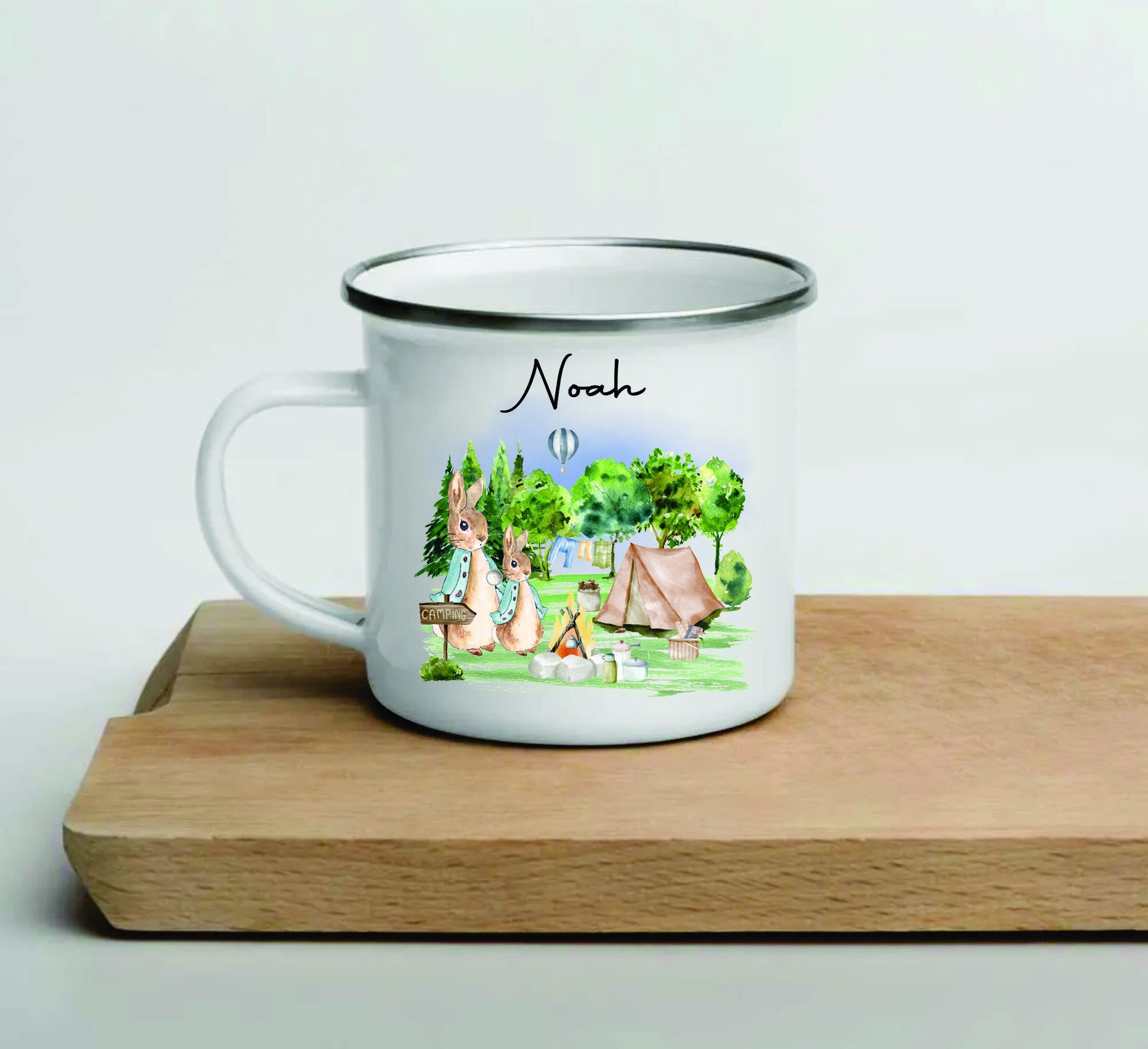 Personalised Camping Mugs, Enamel Mug - My First Camping Mug - Holiday Adventures - First Holiday Mug