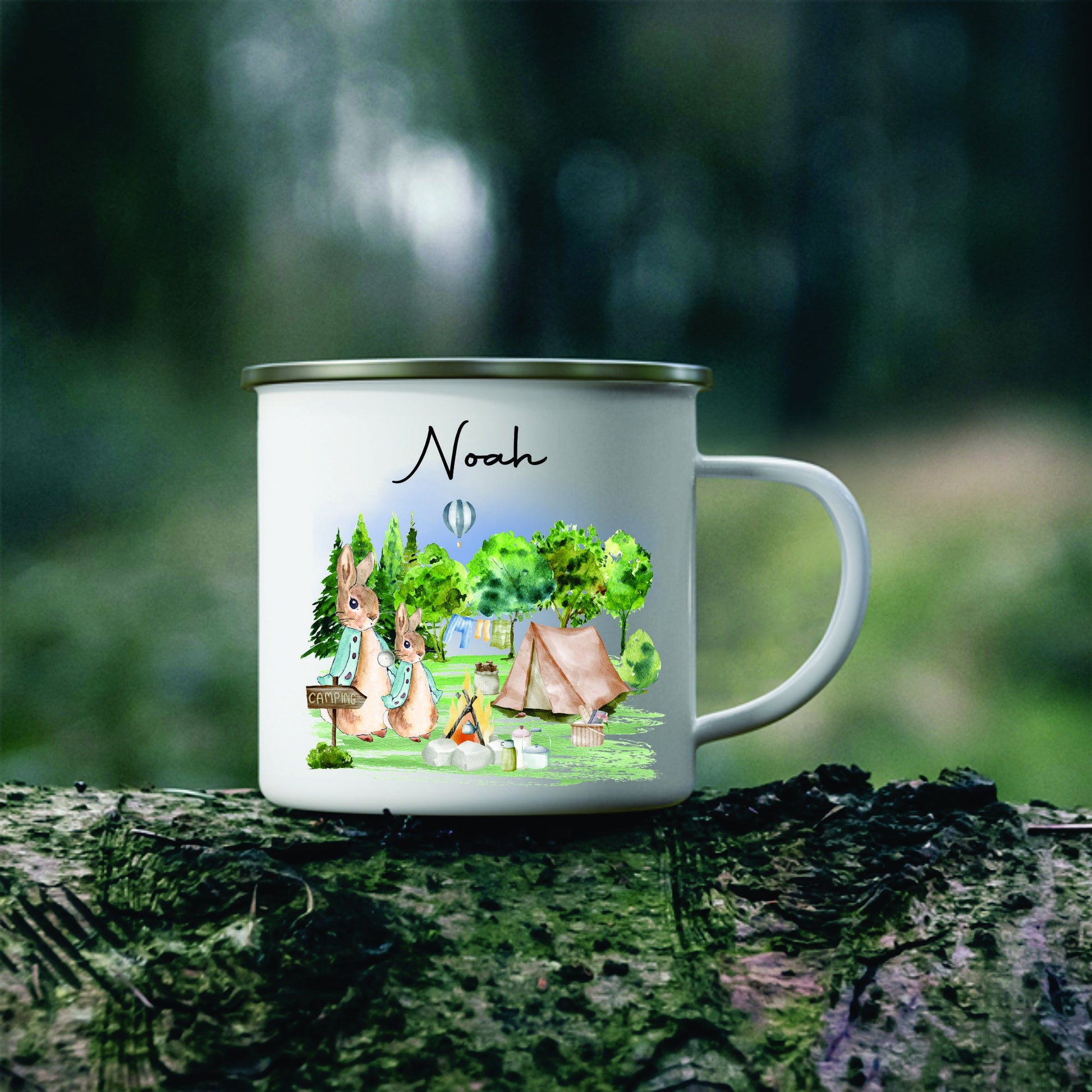 Personalised Camping Mugs, Enamel Mug - My First Camping Mug - Holiday Adventures - First Holiday Mug