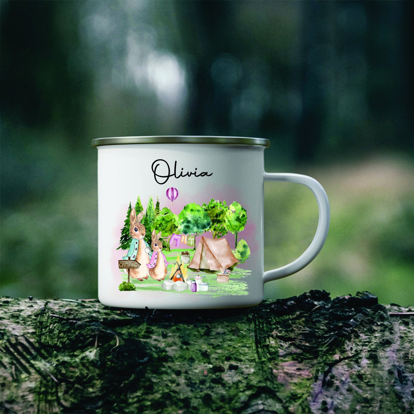 Personalised Camping Mugs, Enamel Mug - My First Camping Mug - Holiday Adventures - First Holiday Mug