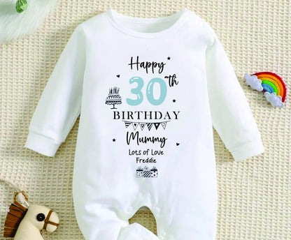 Happy 30th Birthday MUMMY Baby Girl / Boy Outfit (First Birthday 1st Birthday Mummy Mum Birthday l New Mum Gift | Love My Mum)