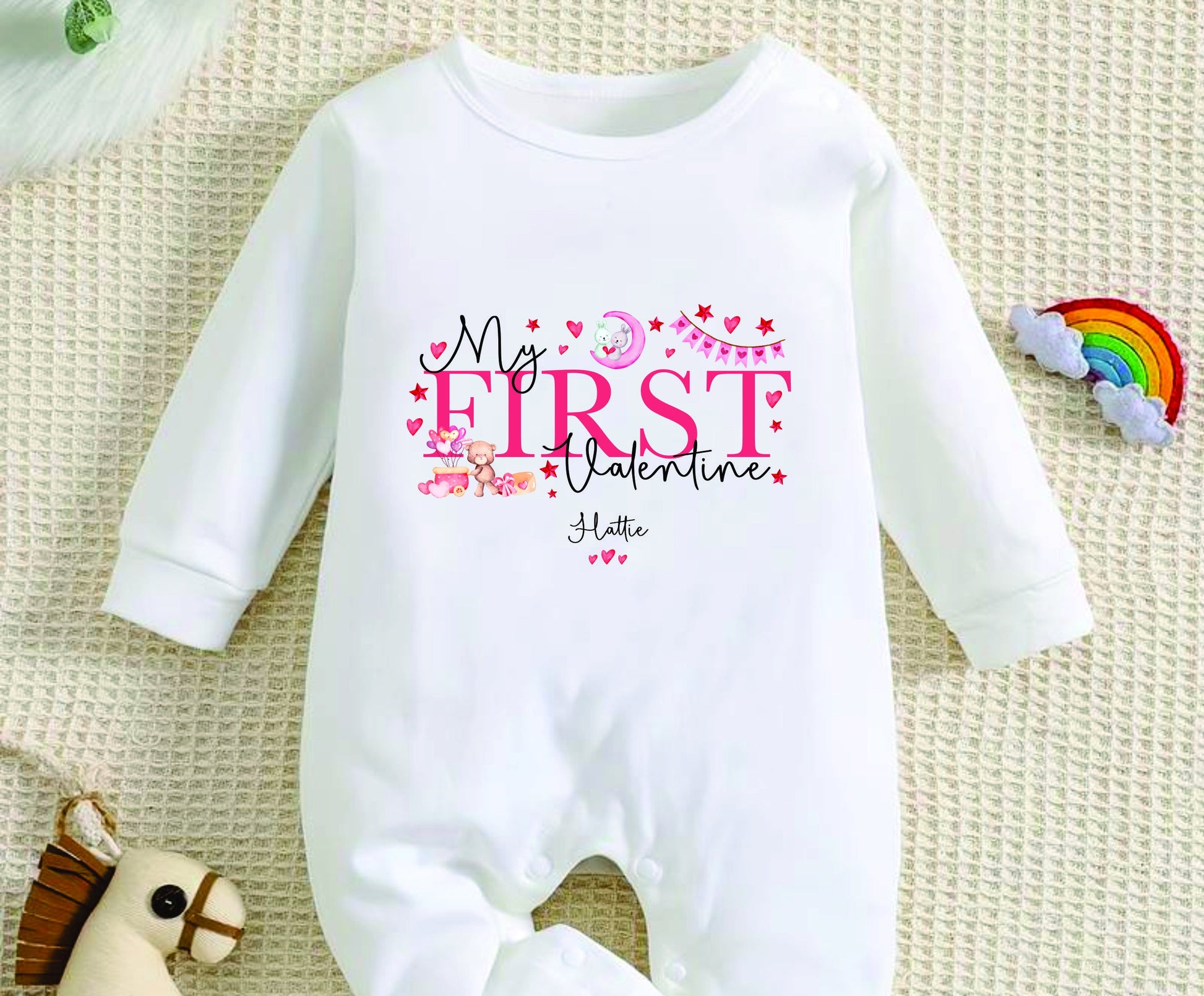 Personalised My First Valentines Sleepsuit Baby Girl / Boy Outfit First Valentines 1st Valentines - Valentines Day