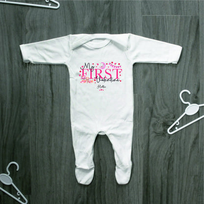 Personalised My First Valentines Sleepsuit Baby Girl / Boy Outfit First Valentines 1st Valentines - Valentines Day