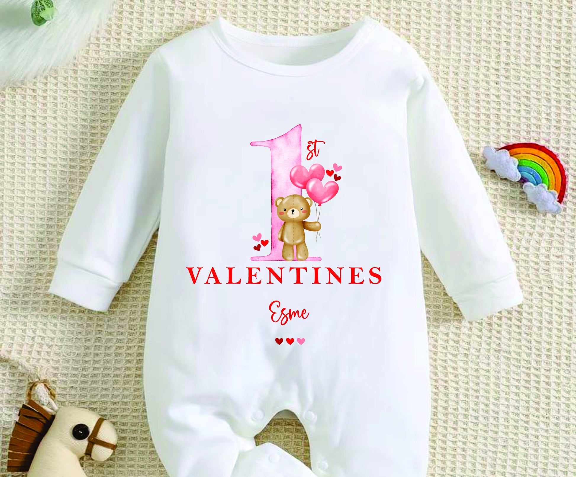 Personalised My First Valentines Sleepsuit Baby Girl / Boy Outfit First Valentines 1st Valentines - Valentines Day