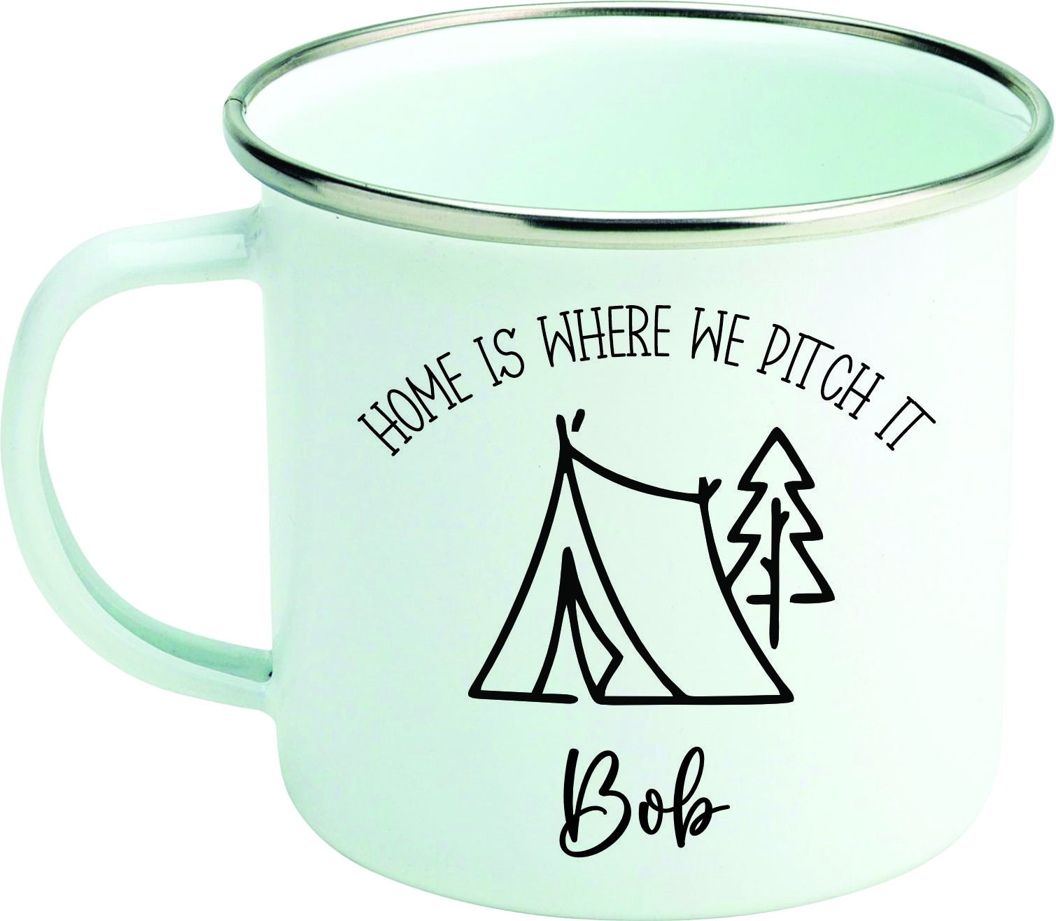 Personalised Camping Mugs, Camping Enamel Mug, Family camping mugs