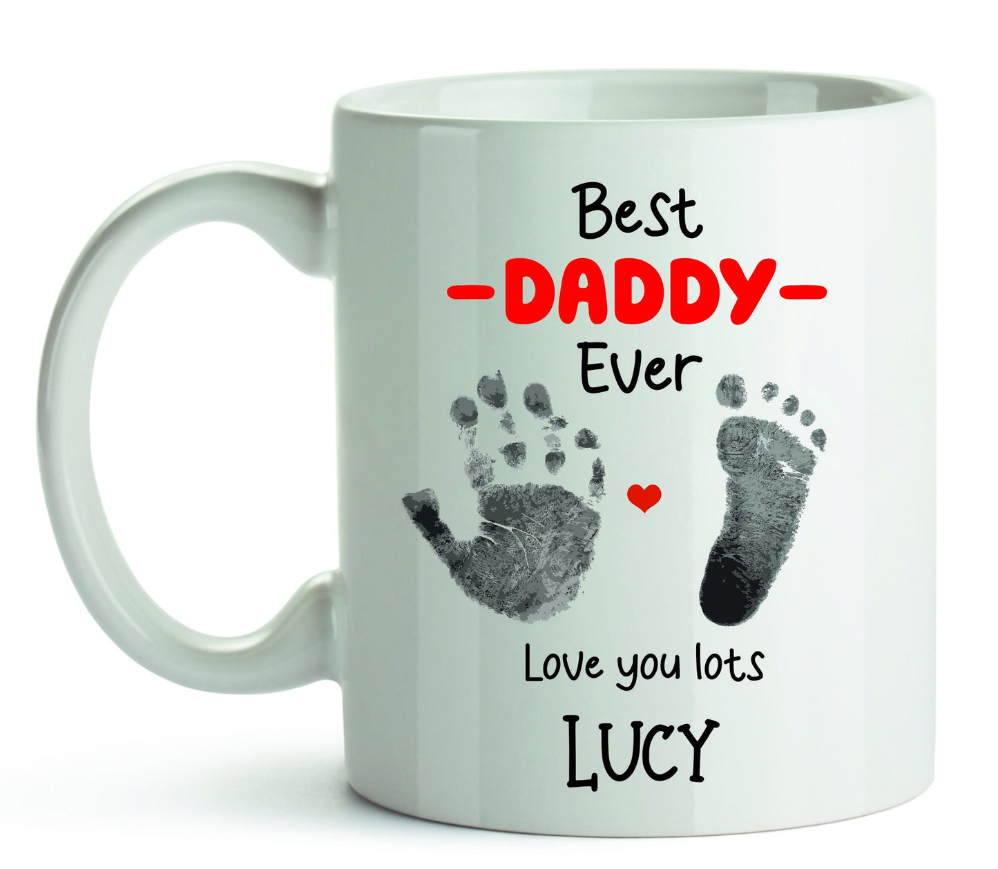 Personalised Best Daddy Ever Mug, Hand & Foot Print Mug - Best Grandad Ever Gift - Grandparent Mug