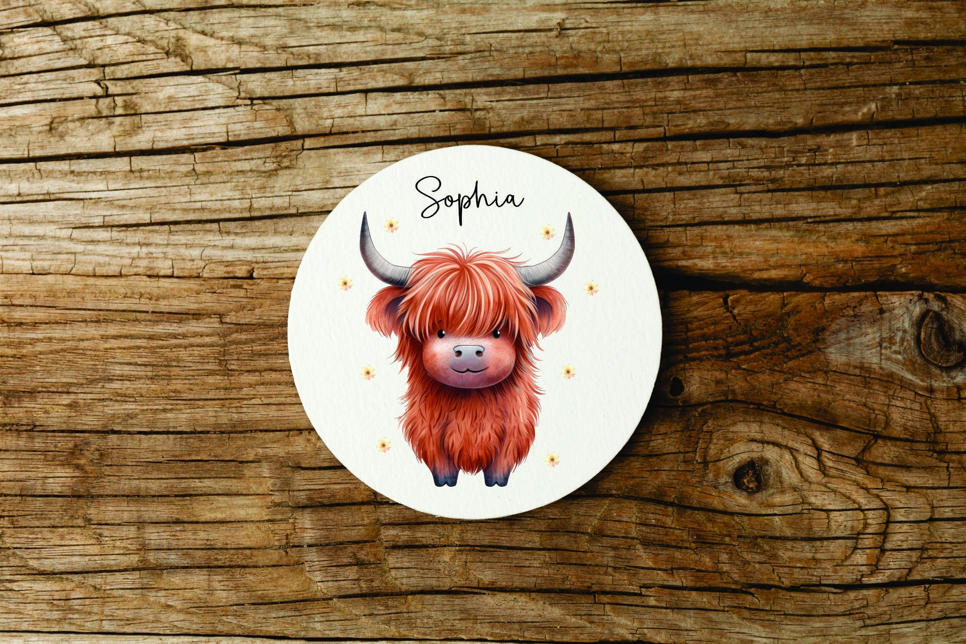 Personalised Highland Cow Mug / Coaster for Mum / Mummy - Set - Cute Highland Cow - Mother's Day