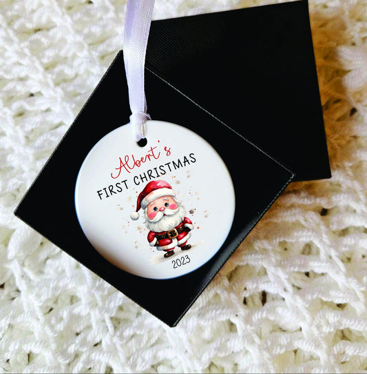 Personalised Christmas Bauble Baby's 1st Christmas Baubles - Baby Girl/Boy First Christmas My 1st Christmas Ornament - Cute Santa