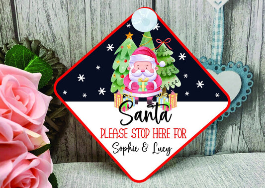 Personalised Santa Stop Here Sign - Christmas Decoration, Christmas Window Stop here Sign, Christmas Gift for Kids