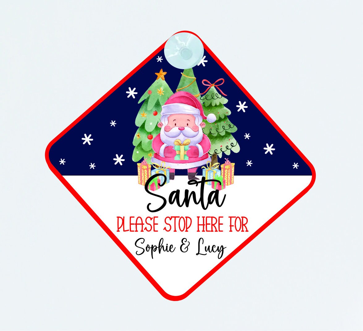 Personalised Santa Stop Here Sign - Christmas Decoration, Christmas Window Stop here Sign, Christmas Gift for Kids