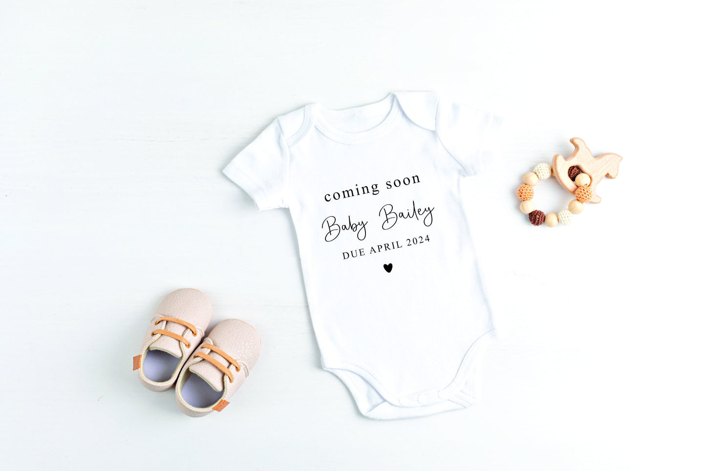 Personalised Coming Soon Announcement Baby Vest / Rompersuit- Surname, Due Date - Pregnancy Gift Reveal - Baby Coming Soon