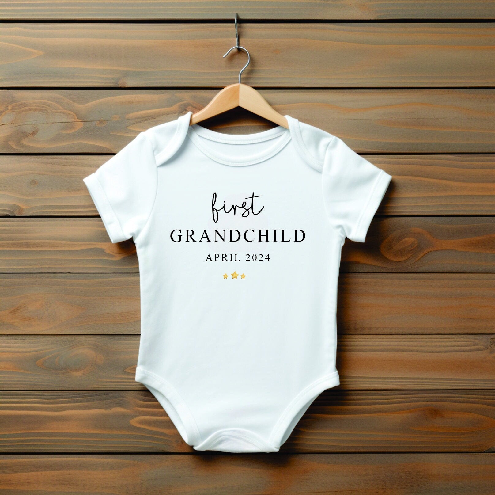 Personalised baby announcement baby vest/romper - first grandchild - grandparents pregnancy announcement outfit