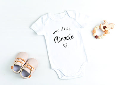 Our Little Miracle Pregnancy Announcement Baby Vest/Romper, Baby Shower Gift, Pregnancy Reveal Vest, IVF Baby, Miracle Baby Outfit