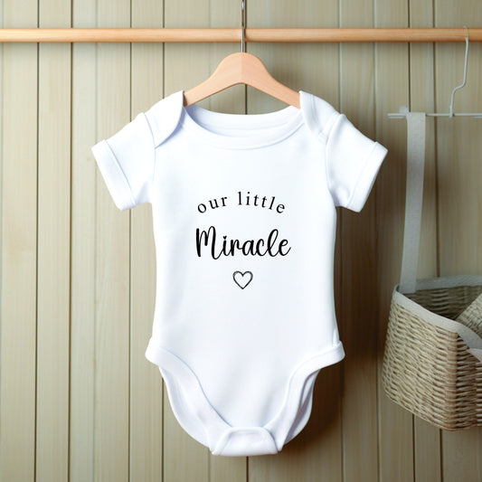 Our Little Miracle Pregnancy Announcement Baby Vest/Romper, Baby Shower Gift, Pregnancy Reveal Vest, IVF Baby, Miracle Baby Outfit