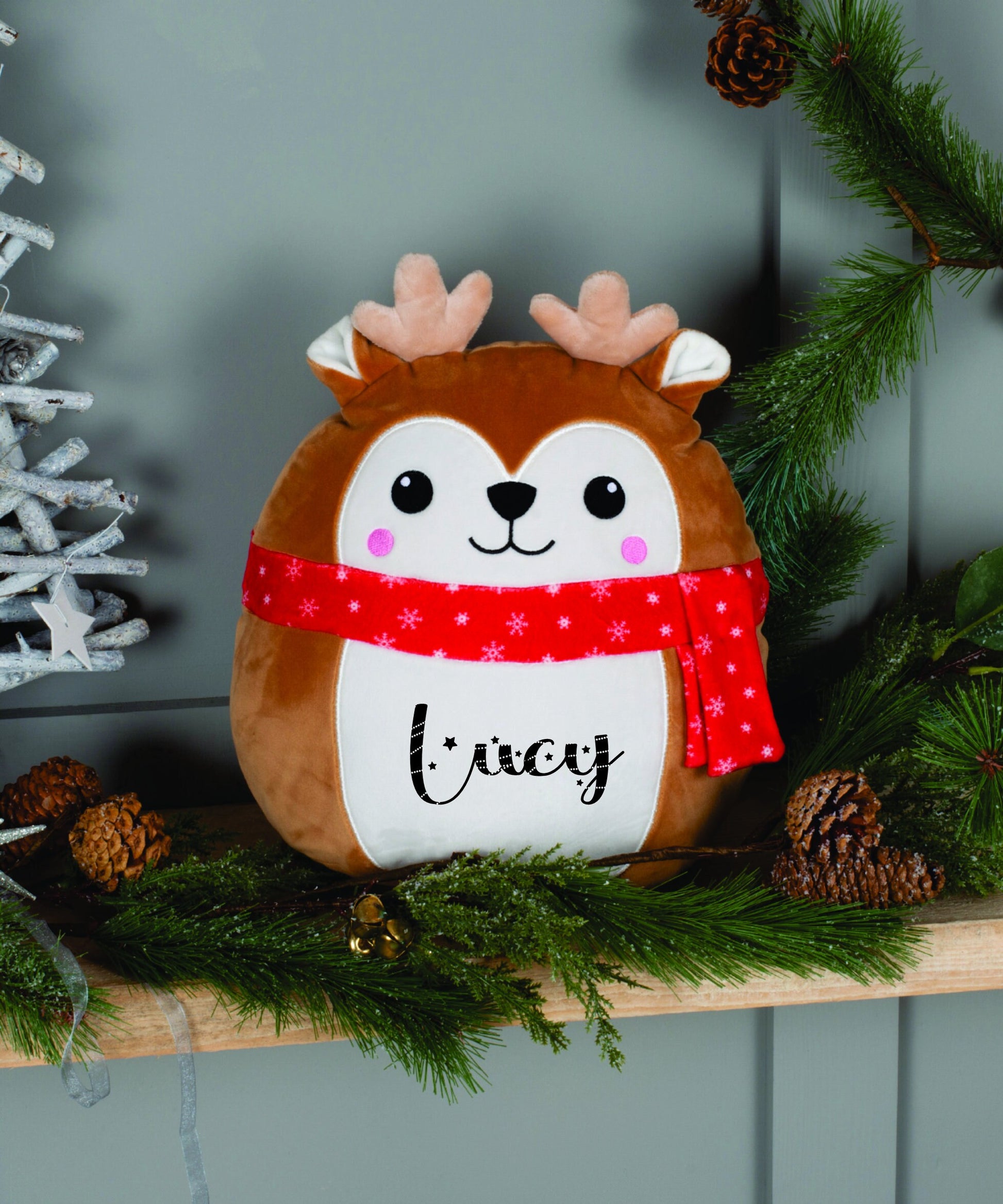 Personalised Squishy - Mumbles Squidgy Animal - Christmas teddy, Christmas Eve Box Filler, Christmas Eve Gift, Reindeer teddy - Elf Teddy