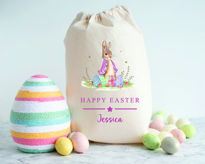 Personalised Easter Sacks - First Easter Sack| Linen Kids Easter Egg Gift Bag