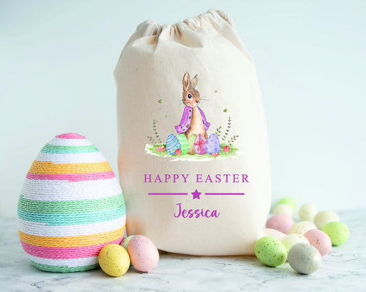 Personalised Easter Sacks - First Easter Sack| Linen Kids Easter Egg Gift Bag